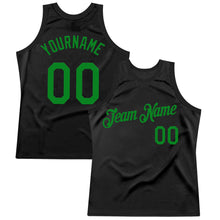 Load image into Gallery viewer, Custom Black Grass Green Authentic Throwback Basketball Jersey
