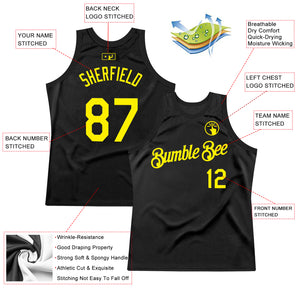 Custom Black Light Yellow Authentic Throwback Basketball Jersey