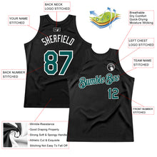 Load image into Gallery viewer, Custom Black Midnight Green-White Authentic Throwback Basketball Jersey
