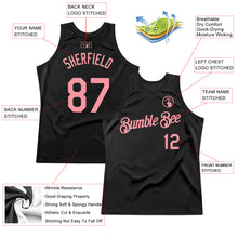 Load image into Gallery viewer, Custom Black Medium Pink Authentic Throwback Basketball Jersey
