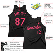 Load image into Gallery viewer, Custom Black Neon Pink Authentic Throwback Basketball Jersey
