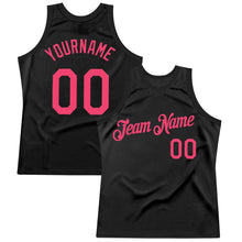 Load image into Gallery viewer, Custom Black Neon Pink Authentic Throwback Basketball Jersey
