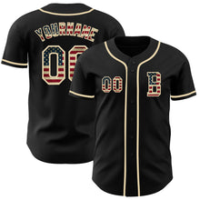 Load image into Gallery viewer, Custom Black Vintage USA Flag-Cream Authentic Baseball Jersey
