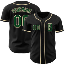 Load image into Gallery viewer, Custom Black Green-Cream Authentic Baseball Jersey
