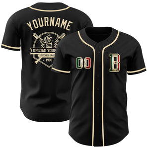 Custom Black Vintage Mexican Flag-Cream Authentic Baseball Jersey