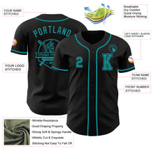 Load image into Gallery viewer, Custom Black Teal Authentic Baseball Jersey
