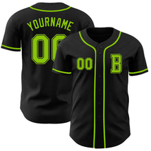 Load image into Gallery viewer, Custom Black Neon Green Authentic Baseball Jersey
