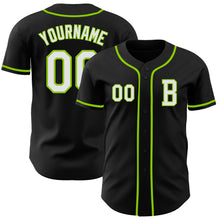 Load image into Gallery viewer, Custom Black White-Neon Green Authentic Baseball Jersey
