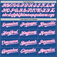 Load image into Gallery viewer, Custom Blue White-Pink Mesh Authentic Throwback Baseball Jersey
