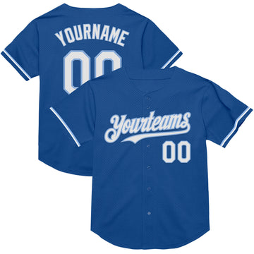 Custom Blue White-Light Blue Mesh Authentic Throwback Baseball Jersey