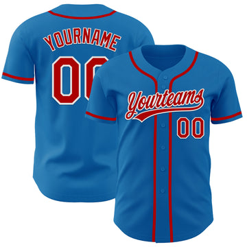 Custom Blue Red-White Authentic Baseball Jersey