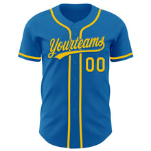 Load image into Gallery viewer, Custom Blue Yellow Authentic Baseball Jersey
