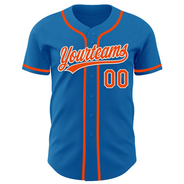 Custom Blue Orange-White Authentic Baseball Jersey