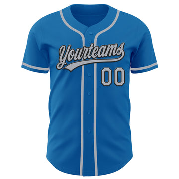 Custom Blue Gray-Black Authentic Baseball Jersey