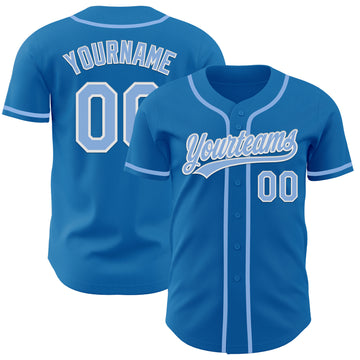 Custom Blue Light Blue-White Authentic Baseball Jersey