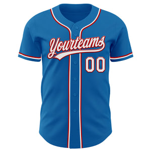 Custom Blue White-Red Authentic Baseball Jersey