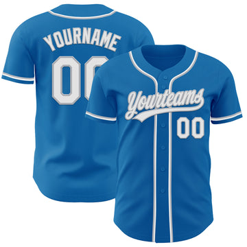 Custom Blue White-Gray Authentic Baseball Jersey