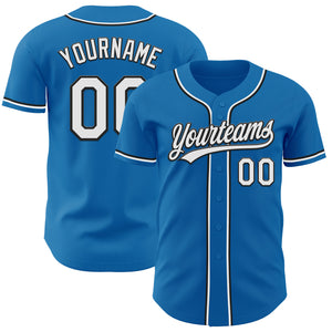 Custom Blue White-Black Authentic Baseball Jersey