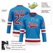 Load image into Gallery viewer, Custom Blue Red-White Hockey Lace Neck Jersey
