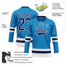 Load image into Gallery viewer, Custom Blue Navy-White Hockey Lace Neck Jersey
