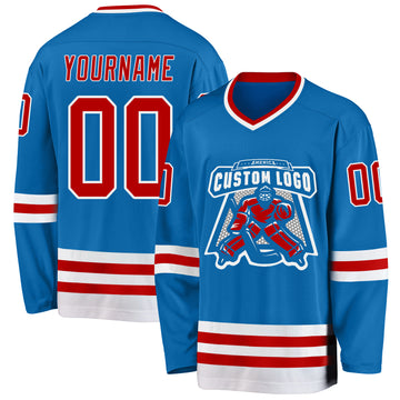 Custom Blue Red-White Hockey Jersey