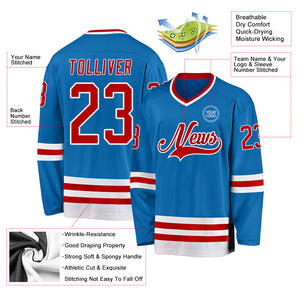 Custom Blue Red-White Hockey Jersey