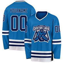 Load image into Gallery viewer, Custom Blue Navy-White Hockey Jersey
