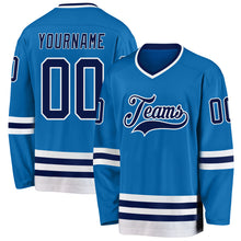 Load image into Gallery viewer, Custom Blue Navy-White Hockey Jersey
