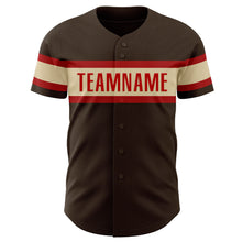 Load image into Gallery viewer, Custom Brown Cream-Red Authentic Baseball Jersey
