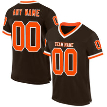 Load image into Gallery viewer, Custom Brown Orange-White Mesh Authentic Throwback Football Jersey
