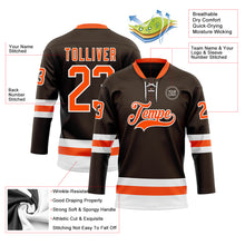 Load image into Gallery viewer, Custom Brown Orange-White Hockey Lace Neck Jersey
