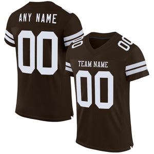 Custom Brown White Mesh Authentic Football Jersey