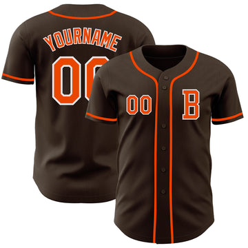 Custom Brown Orange-White Authentic Baseball Jersey