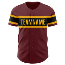 Load image into Gallery viewer, Custom Burgundy Black-Gold Authentic Baseball Jersey
