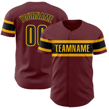 Load image into Gallery viewer, Custom Burgundy Black-Gold Authentic Baseball Jersey
