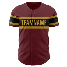 Load image into Gallery viewer, Custom Burgundy Black-Old Gold Authentic Baseball Jersey
