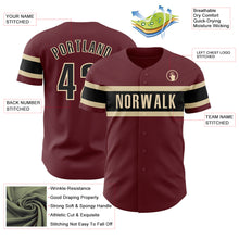 Load image into Gallery viewer, Custom Burgundy Black-City Cream Authentic Baseball Jersey
