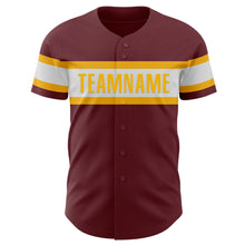 Load image into Gallery viewer, Custom Burgundy White-Gold Authentic Baseball Jersey
