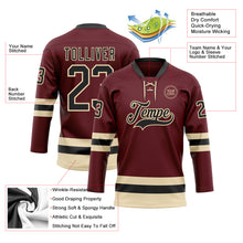 Load image into Gallery viewer, Custom Burgundy Black-Cream Hockey Lace Neck Jersey
