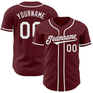 Custom Burgundy White Authentic Baseball Jersey