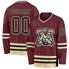 Load image into Gallery viewer, Custom Burgundy Black-Cream Hockey Jersey
