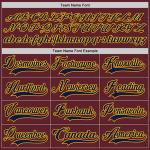 Custom Burgundy Navy-Gold Hockey Jersey