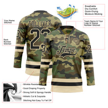 Load image into Gallery viewer, Custom Camo Black-Cream Salute To Service Hockey Lace Neck Jersey
