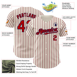 Custom Cream (Navy Red Pinstripe) Red-Navy Authentic Baseball Jersey