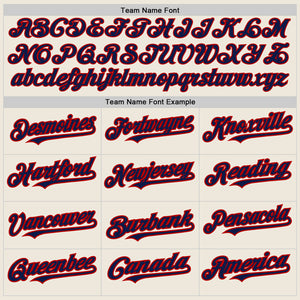 Custom Cream (Navy Red Pinstripe) Navy-Red Authentic Baseball Jersey