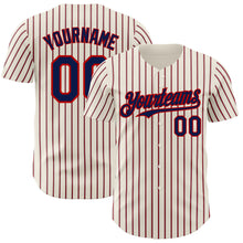 Load image into Gallery viewer, Custom Cream (Navy Red Pinstripe) Navy-Red Authentic Baseball Jersey
