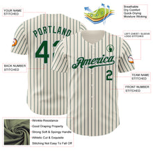 Load image into Gallery viewer, Custom Cream (Green Gray Pinstripe) Green-Gray Authentic Baseball Jersey
