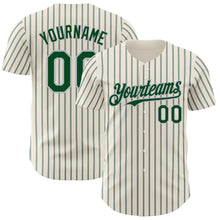 Load image into Gallery viewer, Custom Cream (Green Gray Pinstripe) Green-Gray Authentic Baseball Jersey
