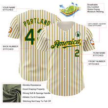 Load image into Gallery viewer, Custom Cream (Green Gold Pinstripe) Green-Gold Authentic Baseball Jersey
