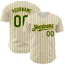 Load image into Gallery viewer, Custom Cream (Green Gold Pinstripe) Green-Gold Authentic Baseball Jersey
